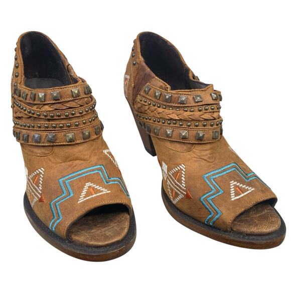 Lane Women’s Nova Aztec Peep Toe Studded Western Ankle Boot Size US 9.5 - Picture 5 of 11